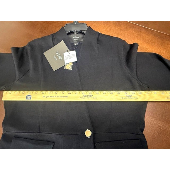 NWT Aleeza Paris Marcey Black Gold Buttons Luxury Knit Blazer Size 1X MSRP $250 - Picture 6 of 14